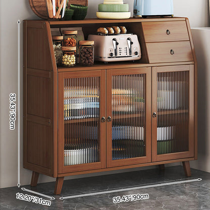 Contemporary Scandinavian Rectangular Bamboo Composite Board Acrylic Storage Cabinet 2-Drawer For Dining Room
