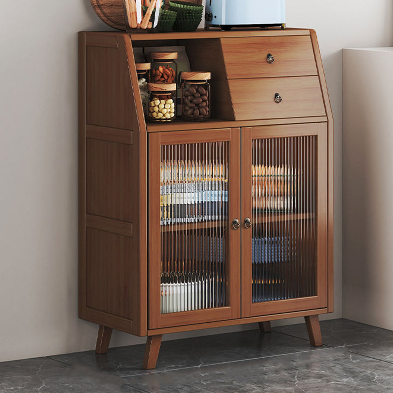 Contemporary Scandinavian Rectangular Bamboo Composite Board Acrylic Storage Cabinet 2-Drawer For Dining Room