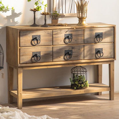 Traditional Rustic Rectangular Chinese Fir Console Table 2/6-Drawer For Entryways