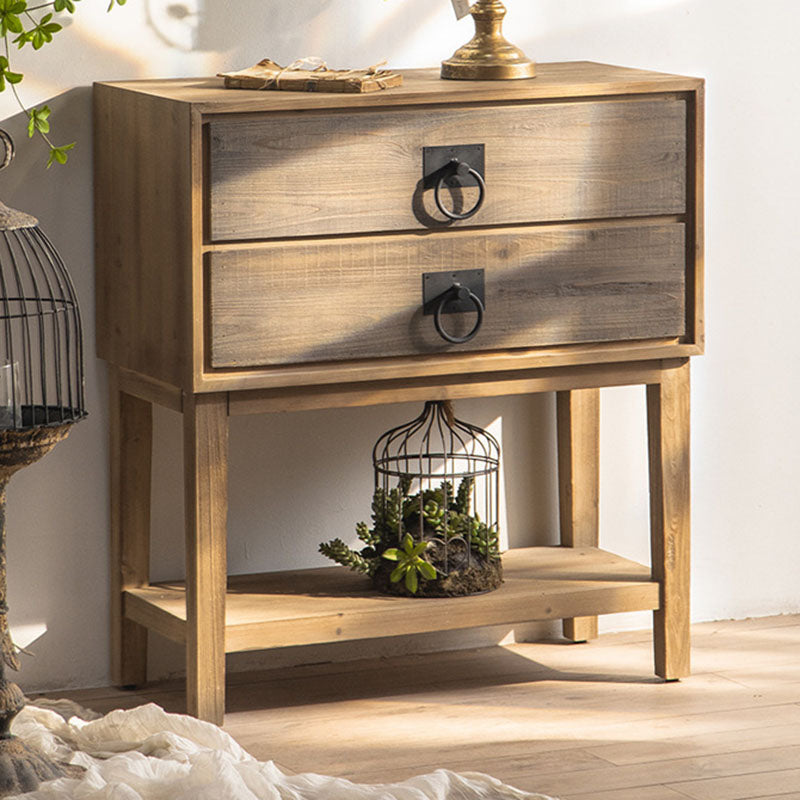 Traditional Rustic Rectangular Chinese Fir Console Table 2/6-Drawer For Entryways
