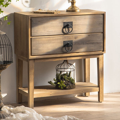 Traditional Rustic Rectangular Chinese Fir Console Table 2/6-Drawer For Entryways