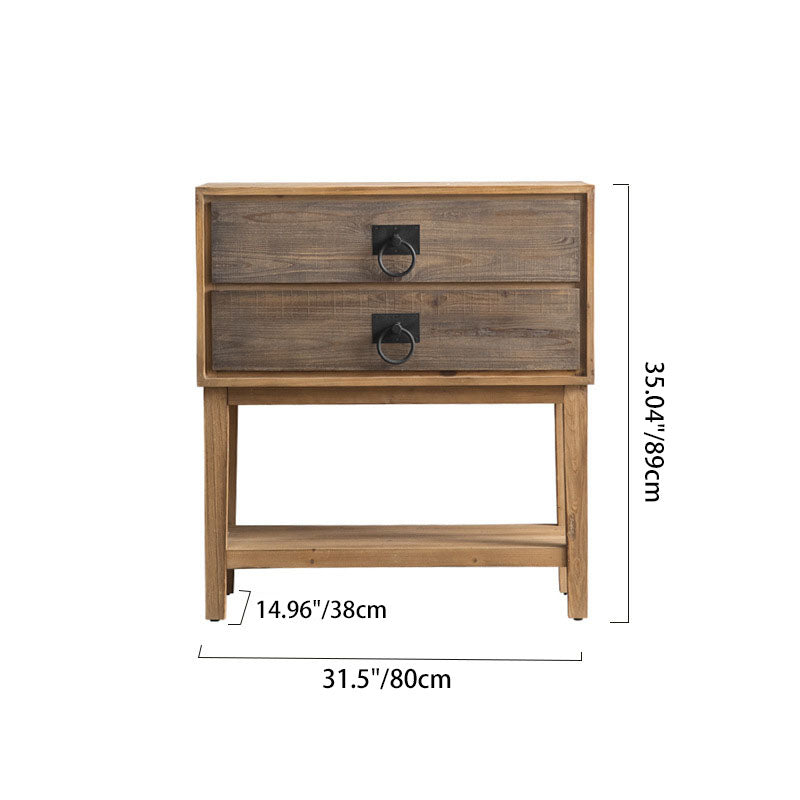 Traditional Rustic Rectangular Chinese Fir Console Table 2/6-Drawer For Entryways