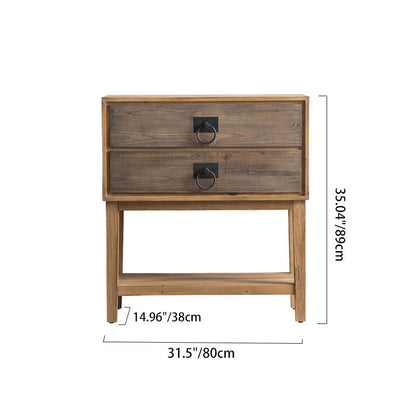 Traditional Rustic Rectangular Chinese Fir Console Table 2/6-Drawer For Entryways