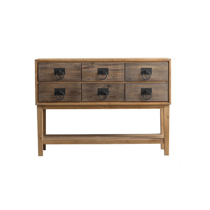 Traditional Rustic Rectangular Chinese Fir Console Table 2/6-Drawer For Entryways