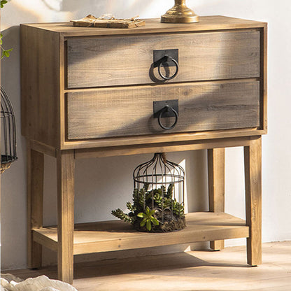 Traditional Rustic Rectangular Chinese Fir Console Table 2/6-Drawer For Entryways