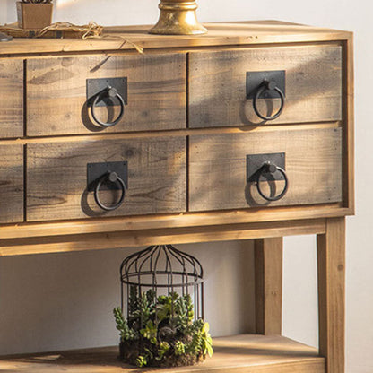Traditional Rustic Rectangular Chinese Fir Console Table 2/6-Drawer For Entryways