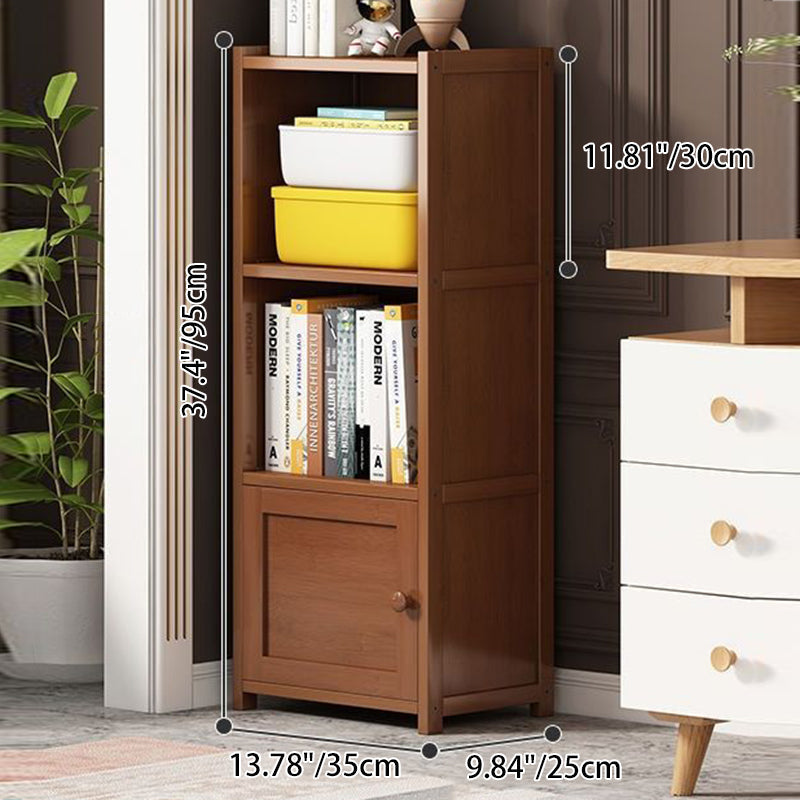 Modern Minimalist Rectangular Bamboo Corner Shelf Unit 3/4-Tier For Living Room