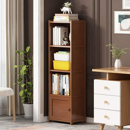 Modern Minimalist Rectangular Bamboo Corner Shelf Unit 3/4-Tier For Living Room