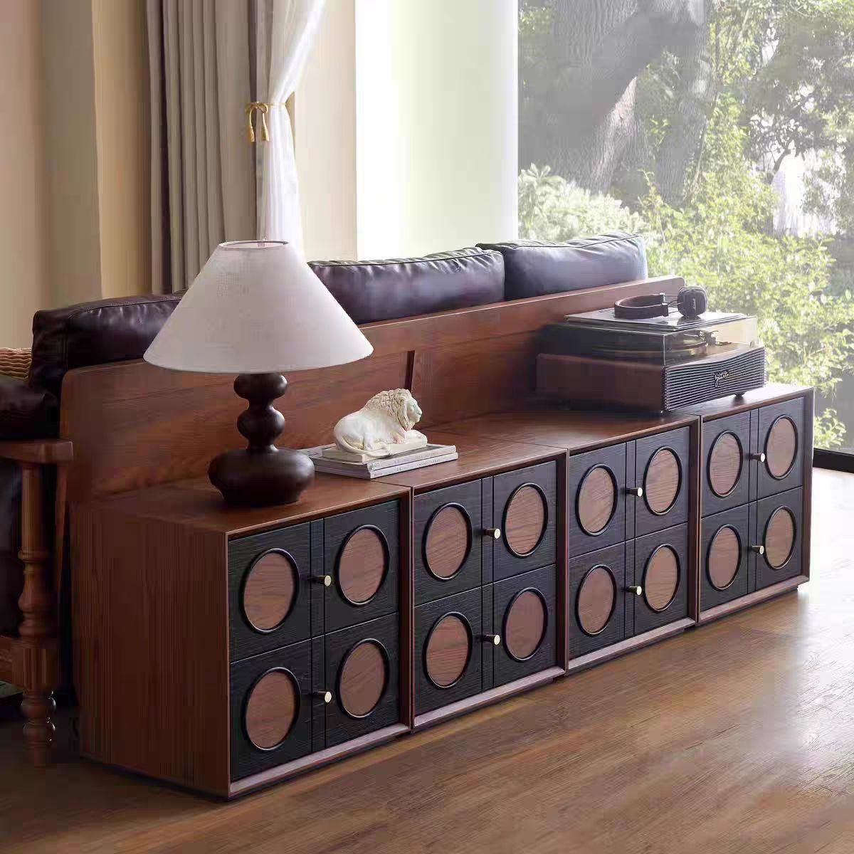 Traditional Chinese Rectangular Pine Wood Solid Wood Panel Stackable Nightstand 2-Drawer For Bedroom