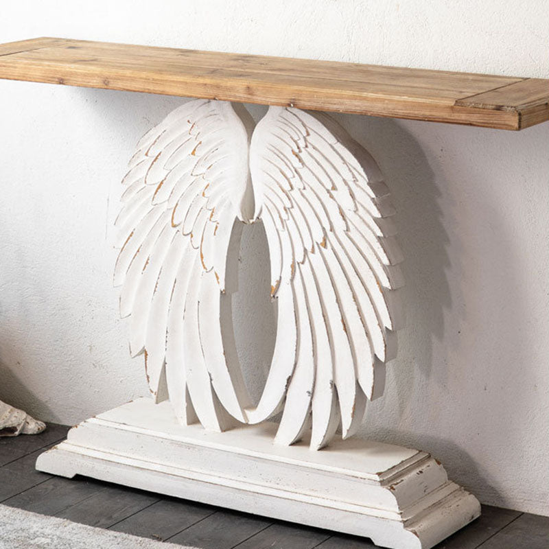 Modern Shabby Chic Wood Magnesium Oxide Rectangular Console Table With 1-Tier Storage For Hallway & Living Room