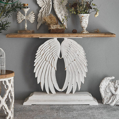 Modern Shabby Chic Wood Magnesium Oxide Rectangular Console Table With 1-Tier Storage For Hallway & Living Room
