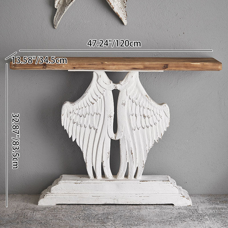Modern Shabby Chic Wood Magnesium Oxide Rectangular Console Table With 1-Tier Storage For Hallway & Living Room
