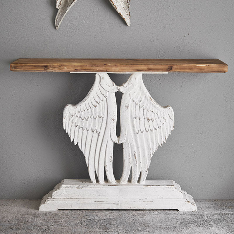 Modern Shabby Chic Wood Magnesium Oxide Rectangular Console Table With 1-Tier Storage For Hallway & Living Room