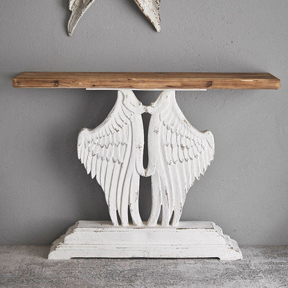 Modern Shabby Chic Wood Magnesium Oxide Rectangular Console Table With 1-Tier Storage For Hallway & Living Room