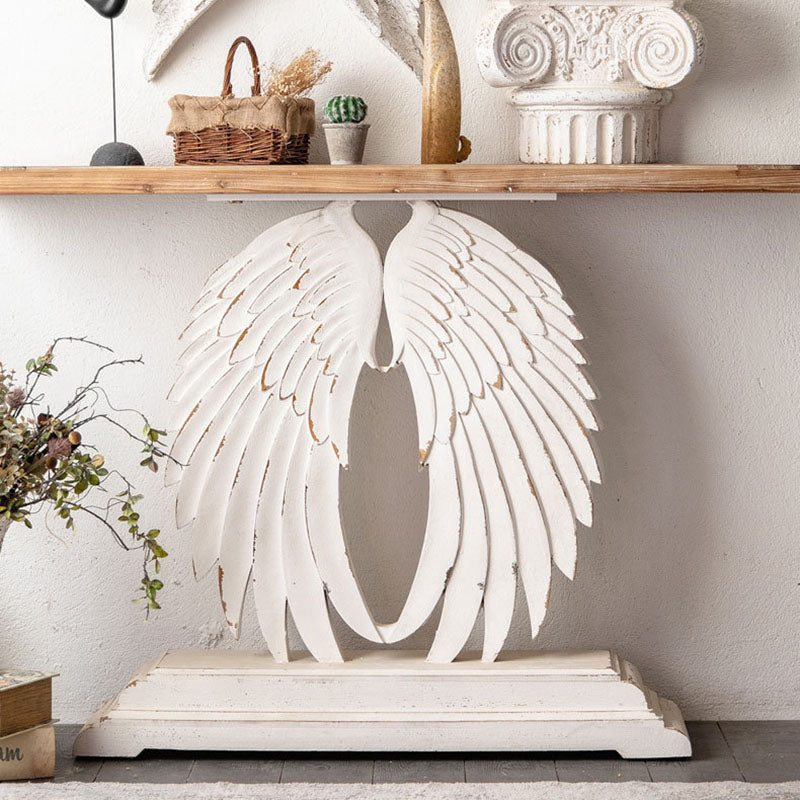 Modern Shabby Chic Wood Magnesium Oxide Rectangular Console Table With 1-Tier Storage For Hallway & Living Room