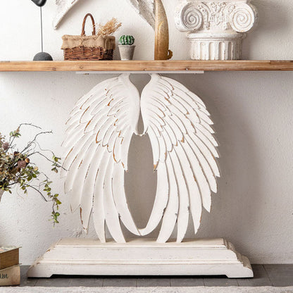 Modern Shabby Chic Wood Magnesium Oxide Rectangular Console Table With 1-Tier Storage For Hallway & Living Room