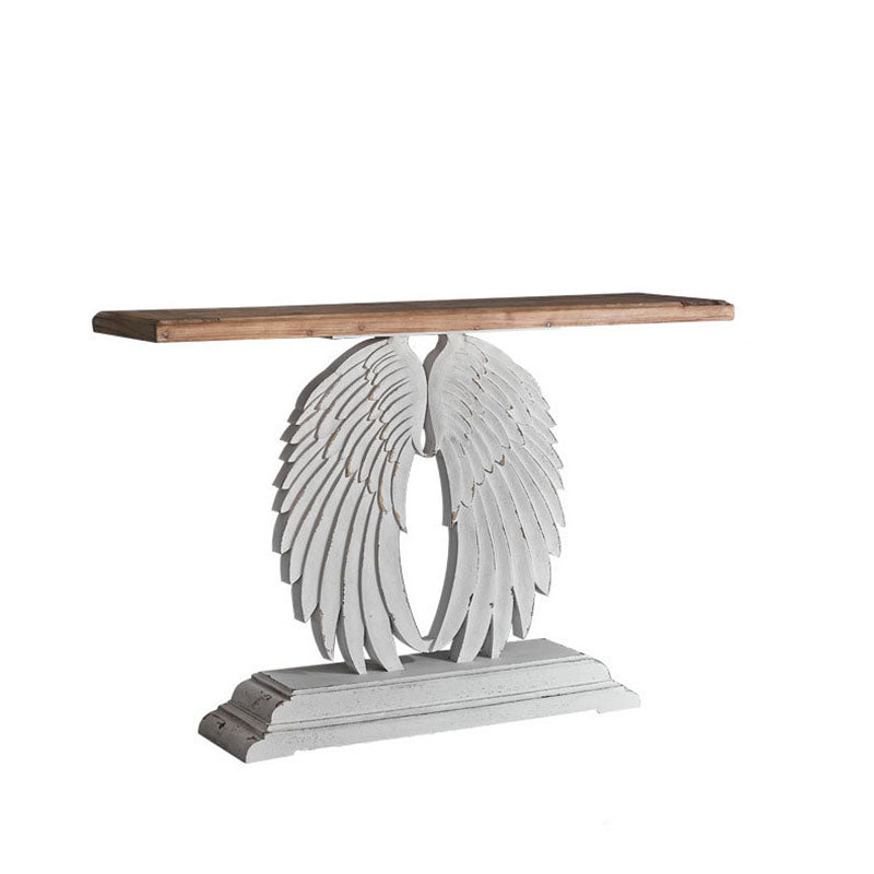 Modern Shabby Chic Wood Magnesium Oxide Rectangular Console Table With 1-Tier Storage For Hallway & Living Room