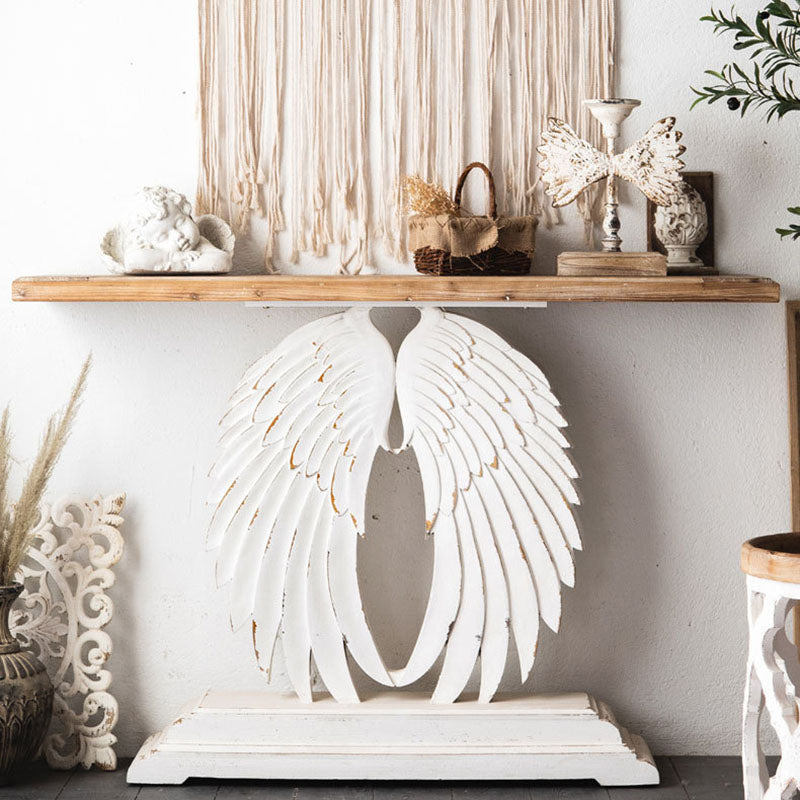 Modern Shabby Chic Wood Magnesium Oxide Rectangular Console Table With 1-Tier Storage For Hallway & Living Room