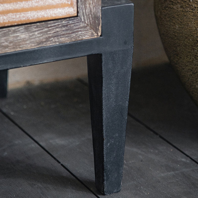 Traditional Vintage Iron & Pine Rectangular Console Table With 3-Cabinet Storage For Entryways & Living Room