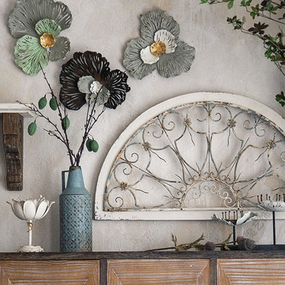 Traditional Vintage Iron & Pine Rectangular Console Table With 3-Cabinet Storage For Entryways & Living Room