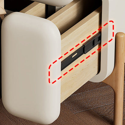 Contemporary Scandinavian Solid Wood Multi-layer Board Microfiber Leather Square Nightstand 3-Drawer Storage For Bedroom & Living Room
