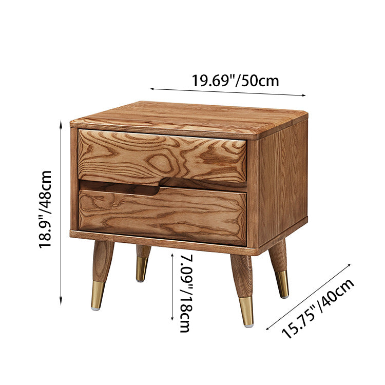 Modern Minimalist Rectangle Nightstand Ash Wood & Solid Wood Multi-Layer Board 1/2-Drawer Storage For Bedroom & Living Room