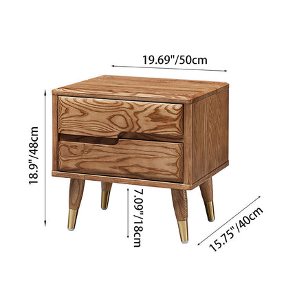 Modern Minimalist Rectangle Nightstand Ash Wood & Solid Wood Multi-Layer Board 1/2-Drawer Storage For Bedroom & Living Room