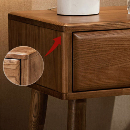 Modern Minimalist Rectangle Nightstand Ash Wood & Solid Wood Multi-Layer Board 1/2-Drawer Storage For Bedroom & Living Room