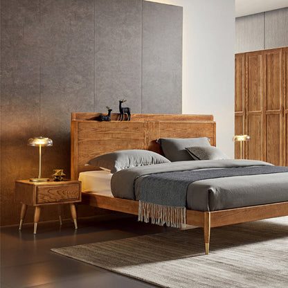 Modern Minimalist Rectangle Nightstand Ash Wood & Solid Wood Multi-Layer Board 1/2-Drawer Storage For Bedroom & Living Room