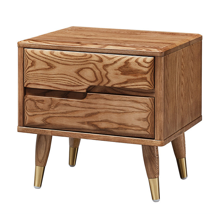 Modern Minimalist Rectangle Nightstand Ash Wood & Solid Wood Multi-Layer Board 1/2-Drawer Storage For Bedroom & Living Room