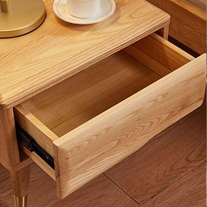 Modern Minimalist Rectangle Nightstand Ash Wood & Solid Wood Multi-Layer Board 1/2-Drawer Storage For Bedroom & Living Room