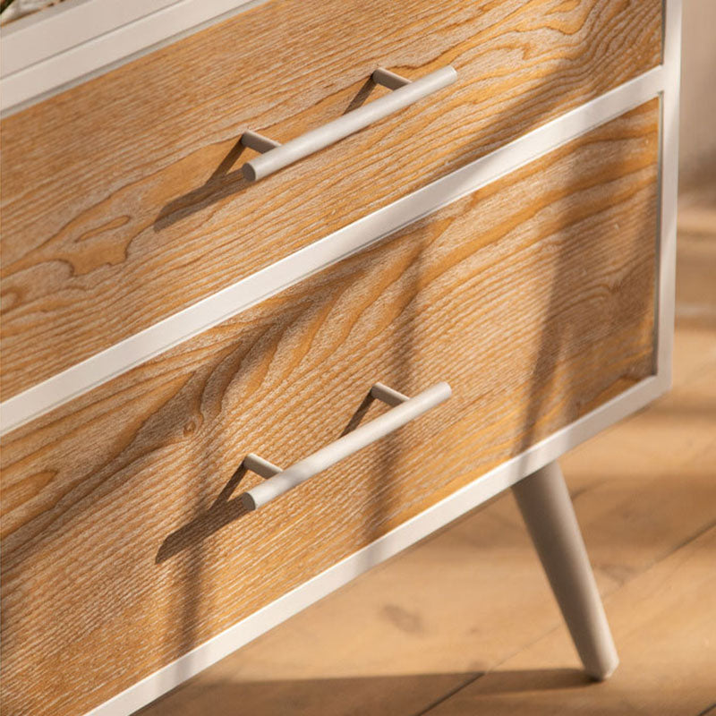 Traditional French Pine & MDF Rectangular Storage Cabinet With Enamel Glass Doors, 2 Drawers & 2 Compartments For Bedroom & Living Room