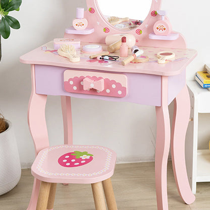 Contemporary Creative Kids MDF Rectangular Makeup Vanity Set With Drawer For Bedroom & Living Room