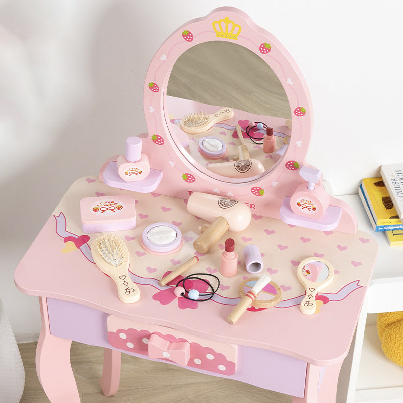Contemporary Creative Kids MDF Rectangular Makeup Vanity Set With Drawer For Bedroom & Living Room