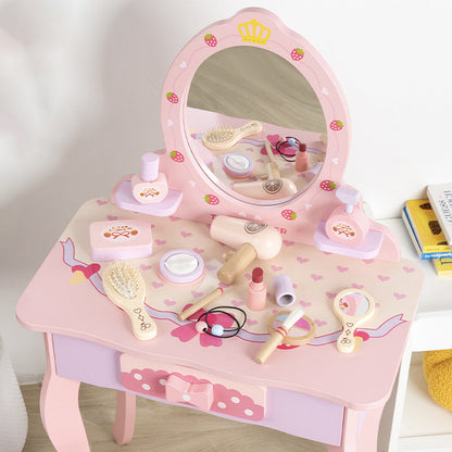 Contemporary Creative Kids MDF Rectangular Makeup Vanity Set With Drawer For Bedroom & Living Room