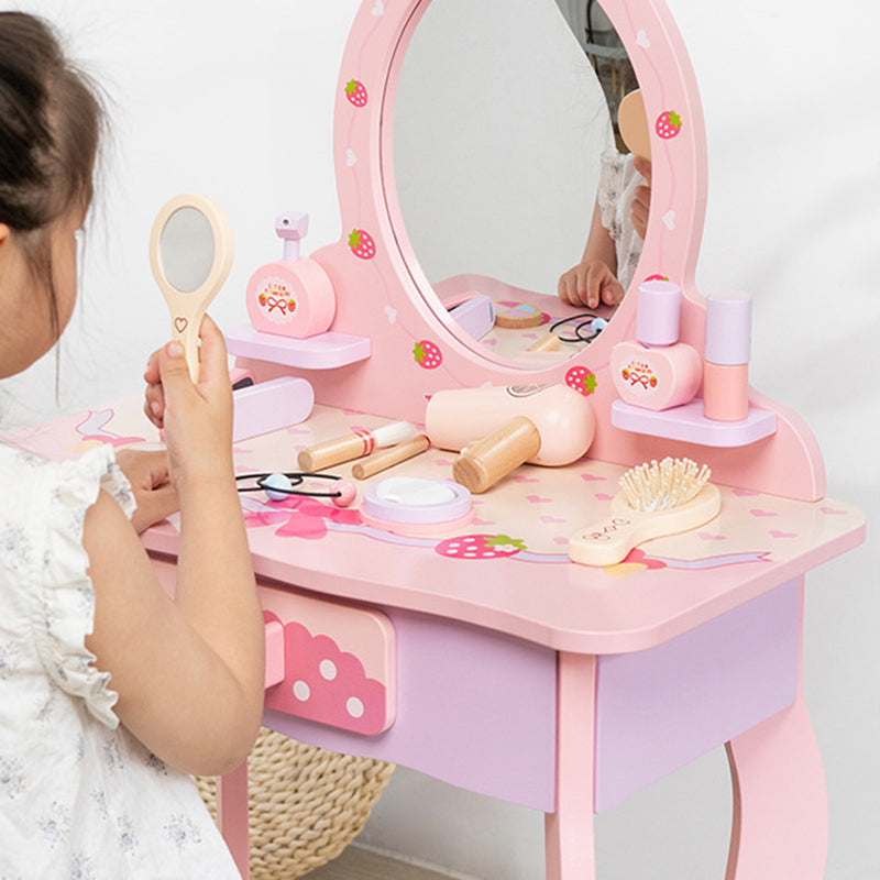 Contemporary Creative Kids MDF Rectangular Makeup Vanity Set With Drawer For Bedroom & Living Room