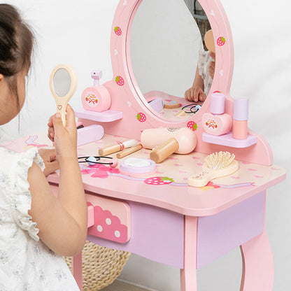 Contemporary Creative Kids MDF Rectangular Makeup Vanity Set With Drawer For Bedroom & Living Room
