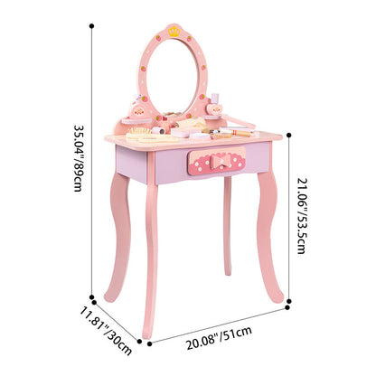 Contemporary Creative Kids MDF Rectangular Makeup Vanity Set With Drawer For Bedroom & Living Room