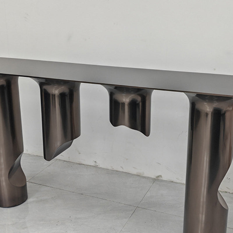 Contemporary Nordic Stainless Steel & Marble Rectangular Console Table With Single Shelf For Entryway, Living Room & Bedroom