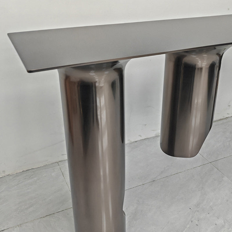 Contemporary Nordic Stainless Steel & Marble Rectangular Console Table With Single Shelf For Entryway, Living Room & Bedroom