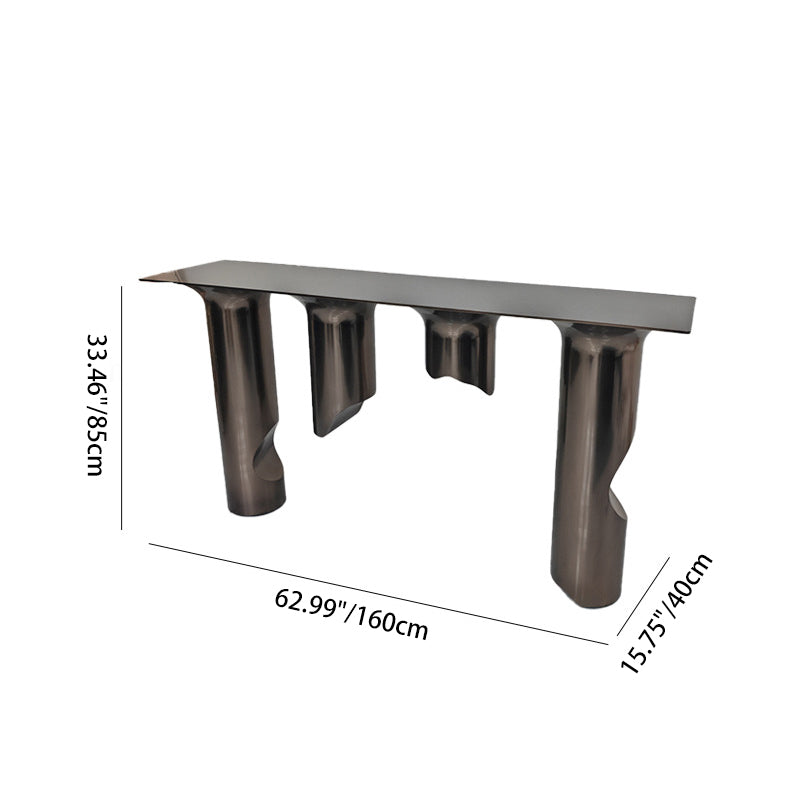 Contemporary Nordic Stainless Steel & Marble Rectangular Console Table With Single Shelf For Entryway, Living Room & Bedroom