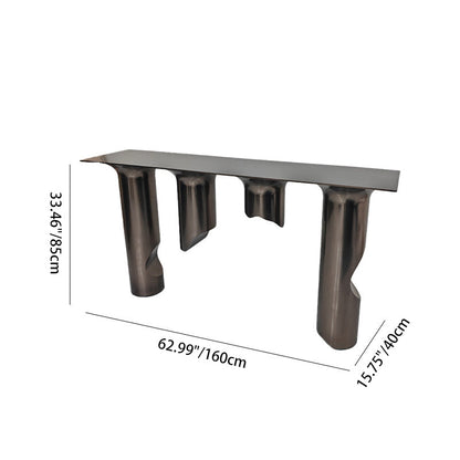 Contemporary Nordic Stainless Steel & Marble Rectangular Console Table With Single Shelf For Entryway, Living Room & Bedroom