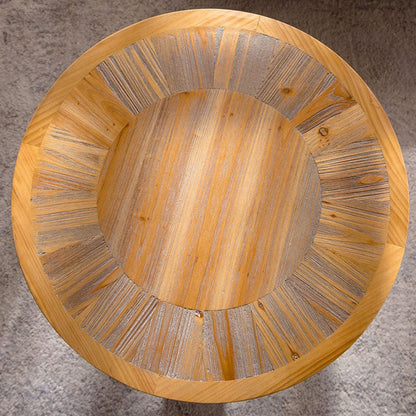 Traditional Vintage Pine & Fir Wood Round Coffee Table With 1 Layer For Living Room & Bedroom