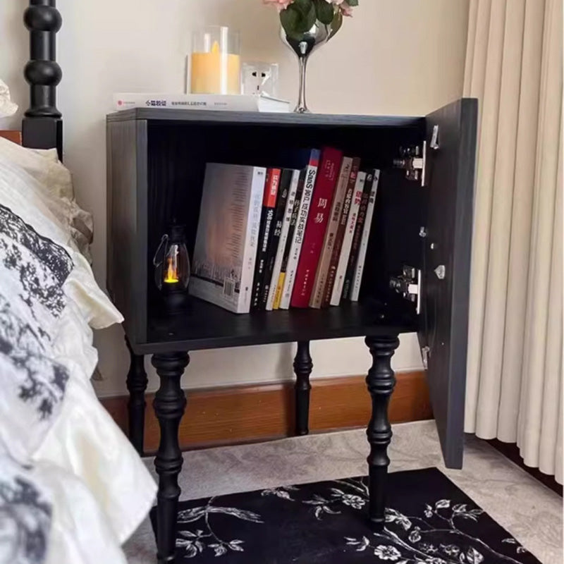 Traditional Chinese Ash Wood Square Nightstand Solid Wood Multi-Layer Board Storage Cabinet With Crystal Accents For Bedroom & Living Room