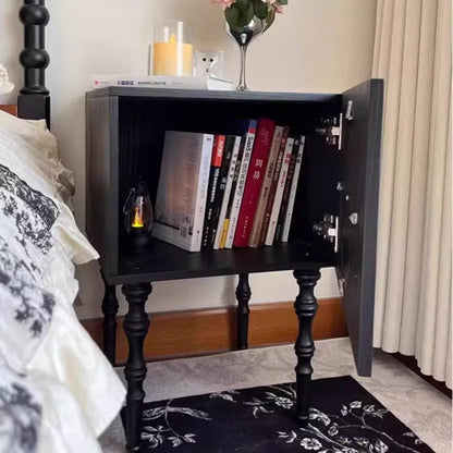 Traditional Chinese Ash Wood Square Nightstand Solid Wood Multi-Layer Board Storage Cabinet With Crystal Accents For Bedroom & Living Room