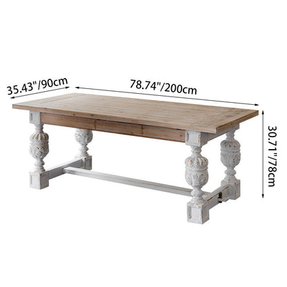 Modern Shabby Chic Rectangular Fir Wood, Artificial Board & Magnesium Oxide Coffee Table With 1/2-Tier Design For Living Room & Bedroom