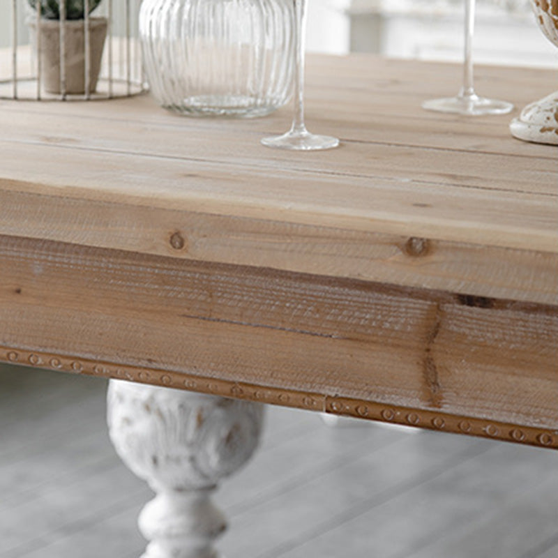 Modern Shabby Chic Rectangular Fir Wood, Artificial Board & Magnesium Oxide Coffee Table With 1/2-Tier Design For Living Room & Bedroom