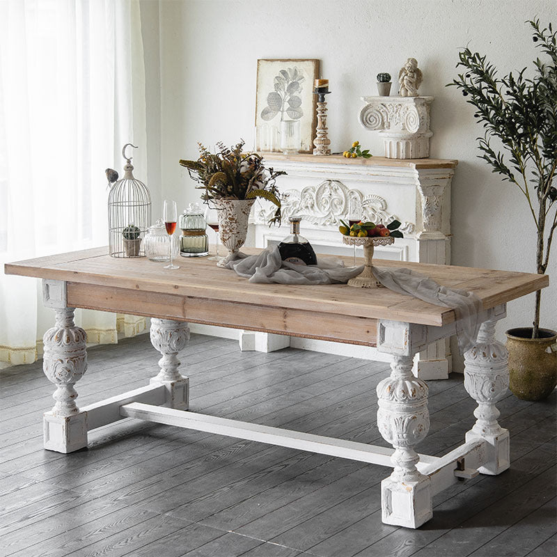 Modern Shabby Chic Rectangular Fir Wood, Artificial Board & Magnesium Oxide Coffee Table With 1/2-Tier Design For Living Room & Bedroom