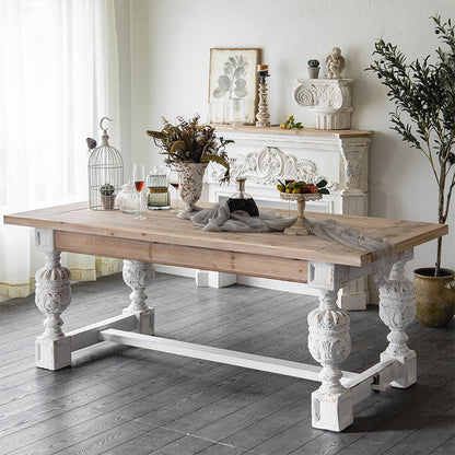 Modern Shabby Chic Rectangular Fir Wood, Artificial Board & Magnesium Oxide Coffee Table With 1/2-Tier Design For Living Room & Bedroom
