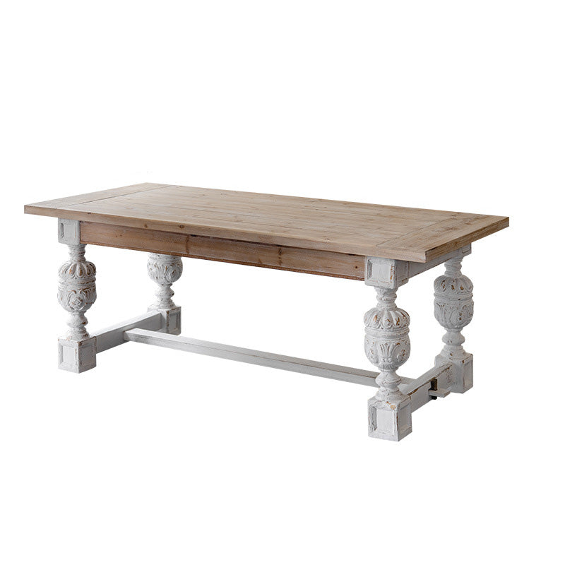 Modern Shabby Chic Rectangular Fir Wood, Artificial Board & Magnesium Oxide Coffee Table With 1/2-Tier Design For Living Room & Bedroom